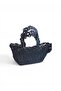 Women's Black Hand-Knitted Straw Bag with Button Detail - 5
