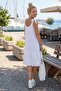 White Strap Skirt Ruffled Shoulder Tie Casual Muslin Woven Dress 95 50 - 4