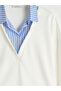 Nevavm Contrast Shirt Collar Striped Women's Sweatshirt - 6