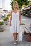 White Strappy Skirt with Ruffles and Adjustable Straps Casual Muslin Woven Dress 98 55