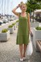 Green Strap Skirt Ruffled Off-The-Shoulder Casual Muslin Woven Dress 95 50 - 2