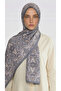 Lara Motif Patterned Cotton Shawl - Gray / Ecru - 6
