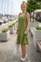 Green Strap Skirt Ruffled Off-The-Shoulder Casual Muslin Woven Dress 95 50 - 3