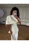 Women's White 2-Piece Blouse with Detachable Cape Detail - 2