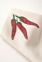 Set of 6 Pepper Patterned Stone Embroidered Cream Linen Napkins - 34X34 cm Stylish Event Table Napkins - 3