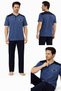 Sude Men's Pajama Set Short Sleeves Long Bottom - A300-05 and A301-1173-1 100% Cotton - 2