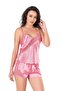 Women's, dark pink, satin shorts set