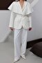 Women's White Detachable Cape Detailed Jacket and Pants Set - 5