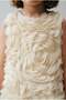 Girls' Cotton Ecru Rose Textured Tulle Dress - 3
