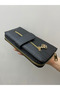 Black Soft Leather Women's Wallet Handbag with Gold Detail - 6