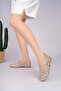 Beige Suede Stone Detailed Women's Ballerinas - 2