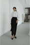 Black Pencil Skirt with Front Slit
