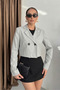 Women Blazer Jacket Crop Double-Breasted Lapel Double Button Regular Short Coat - 2