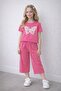 Girl's Butterfly Embroidered Set, Cotton Summer Stylish and Comfortable 2-Piece Set