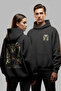 Unisex Black Oversize Back Printed 100% Cotton 3 Thread Premium Hooded Sweatshirt - 5