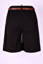 Belted Black Women's Shorts 5439 - 3
