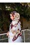 Mineşarpt Large Floral Patterned Shawl – Silk Texture, Non-Slip, & Stylish for Daily and Special Use, Brown/Beige - 2