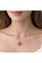 Non Tarnish Steel Purple Stone Flower Pendant Elegant Silver Color Women's Necklace - 3