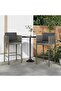 Bar Stools 2 pcs with Cushions Grey Poly Rattan