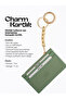 Mint Green Shk136 Faux Leather, Zippered, Five-Compartment Card Holder and Bag Charm - 2