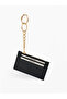 Black Shk136 Faux Leather, Zippered, Five-Compartment Card Holder and Bag Charm - 6