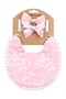 - Isabella Ribbon Headband and Reversible Baby Bib For Babies - Floral Light Pink - 3