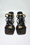 Dolia Gold Banded Flip-Flop Clog Heeled Slippers - Brown - 2