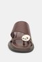 Zenira Flat Sole Flip Flops with Gold Accessory Detail for Women - Brown - 6