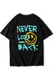 تي شيرت مطبوع عليه Never Look Back للجنسين مقاس كبير - 2