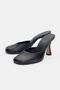 Velmira Genuine Leather Women's Slippers with Closed Front Heel - Black