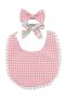 - Isabella Ribbon Headband and Reversible Baby Bib For Babies - Floral Pink - 3
