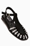 Kiera Genuine Leather Black Suede Belted Women's Sandals