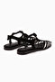 Kiera Genuine Leather Black Suede Belted Women's Sandals - 7