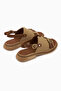 Neveen Beige Suede Buckle Women's Sandals - 6