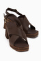 Hena Brown Cross-Strapped Heeled Women's Sandals - 6