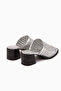Luzia Genuine Leather Silver Hand Knitted Heeled Women's Slippers - 6