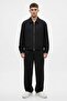 Men's Premium Relaxed Fit Striped Suit Trousers Black - 3
