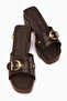 Edita Brown Belt Detailed Platform Heeled Women's Slippers - 4