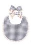 - Isabella Ribbon Headband and Reversible Baby Bib For Babies - Floral Black - 3