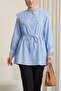 Baby collar scalloped waist lace modal tunic - blue