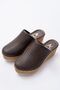 Women's Genuine Leather Closed Toe Wedge Heel Slippers - Brown - 4