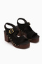 Cleo Black Suede Belted Platform Heeled Women's Sandals - 4