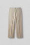 Men's Relaxed Fit Wide Leg Linen Look Pleated Trousers Beige - 3