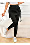 Women's High Waist Camisole Leggings Skirt with Side Gathering and Long Bottom Model - 5