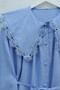 Baby collar scalloped waist lace modal tunic - blue - 5