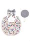 - Isabella Ribbon Headband and Reversible Baby Bib For Babies - Floral Black - 2