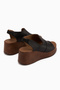 Rozelin Genuine Leather Black Elastic Wedge Heeled Women's Sandals - 6