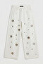 Women's Off White 7s6-101 Baggy Fit Bird's Eye Detailed Special Design Denim Jeans - 6