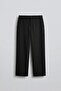 Men's Smart Casual Wide Leg Relaxed Fit Trousers Black
