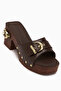 Edita Brown Belt Detailed Platform Heeled Women's Slippers